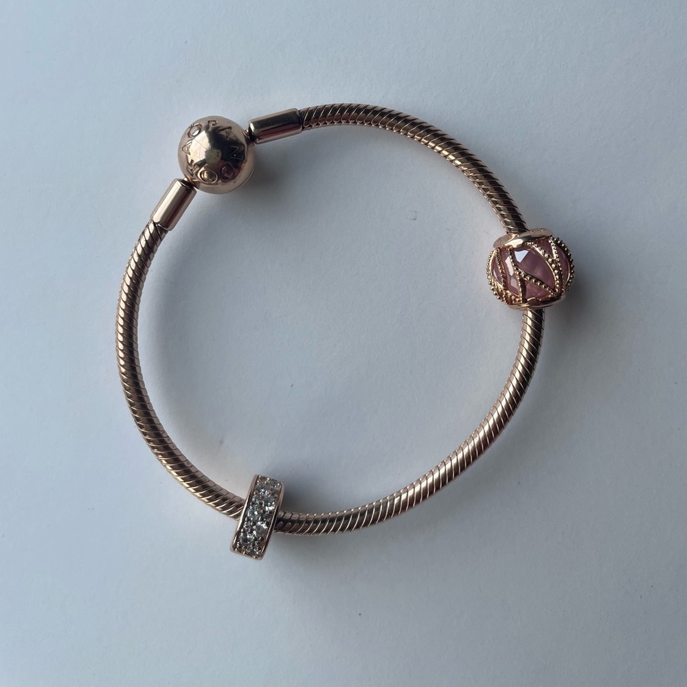Rose gold Pandora Moments snake chain bracelet